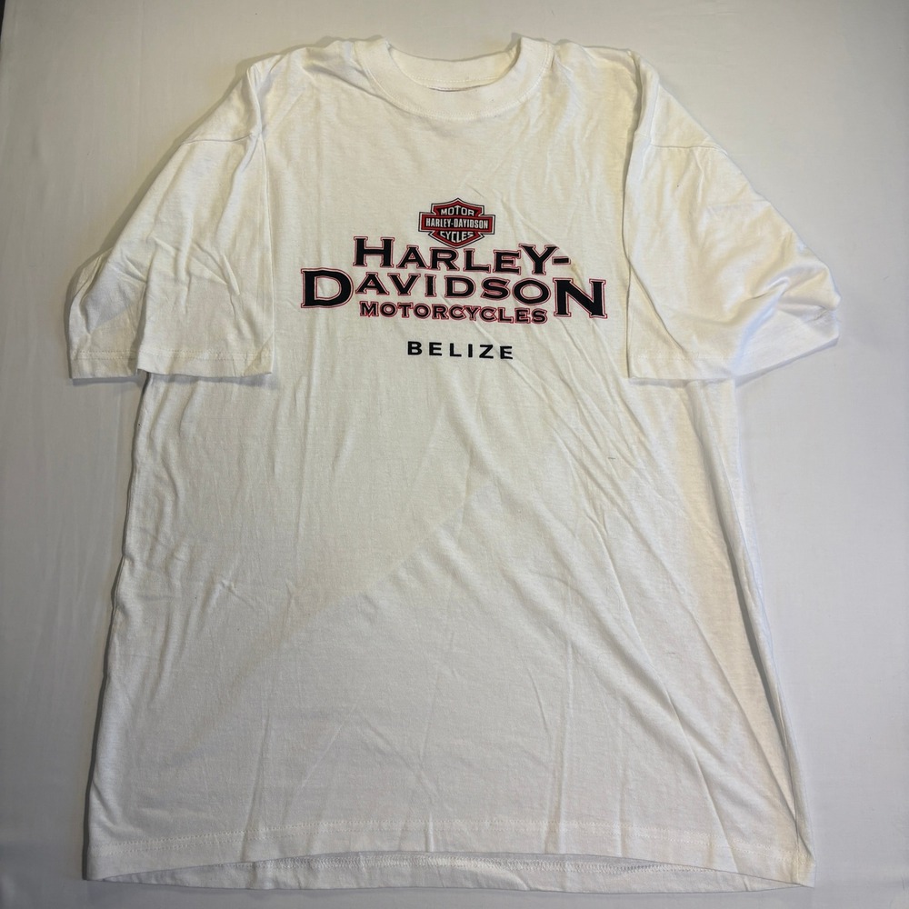 VINTAGE Harley-Davidson Belize Graphic T-Shirt White Mens XXL Short Sleeve Tee